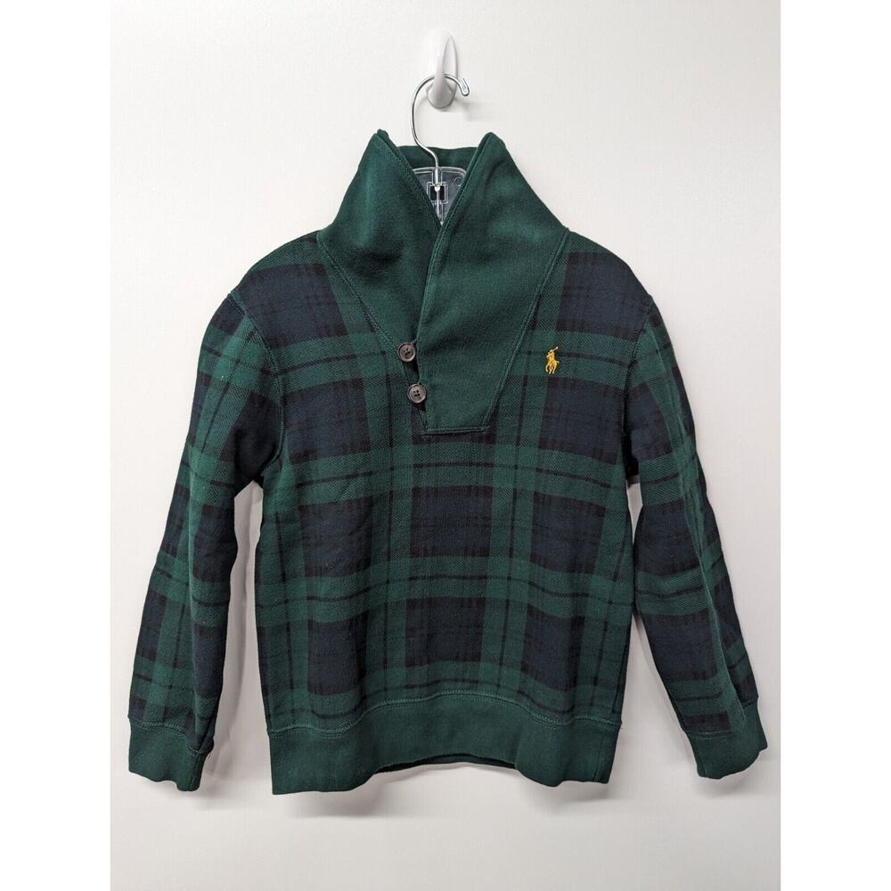 Polo Ralph Lauren Boy's Sweater Shawl-Collar Plaid Pullover Sweatshirt Size 6